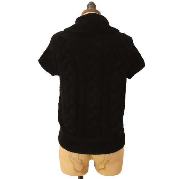 Magaschoni Open Cardigan Sweater Top XS Shawl Collar Short Sleeve Black NEW B90 - Picture 3 of 5